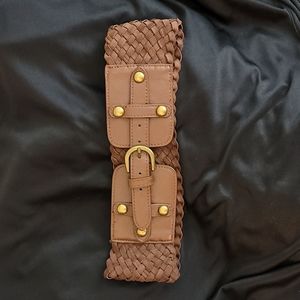 Forever 21 Wide Brown Faux Leather & Braided Belt S